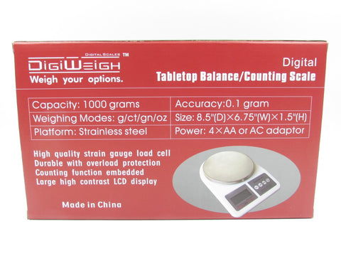 Digiweigh 1000g x 0.1g Tabletop Balance/Counting Scale - BCVapor