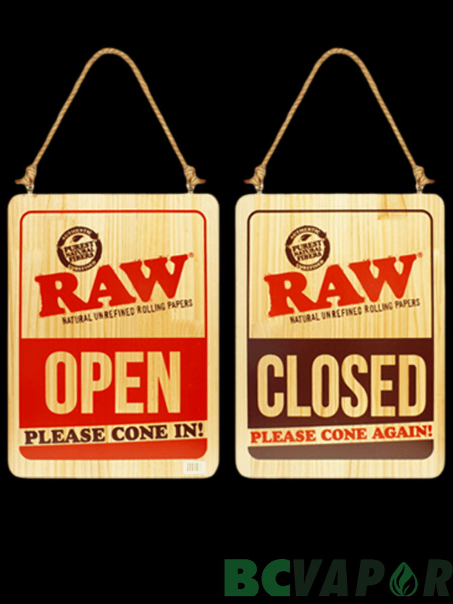 Raw Wooden Open And Closed Sign | BCVapor